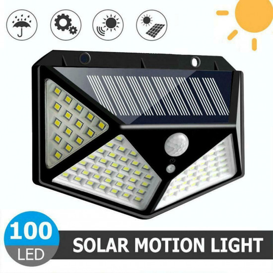 Set 3 x Lampa 100 LED cu panou solar, senzor de miscare