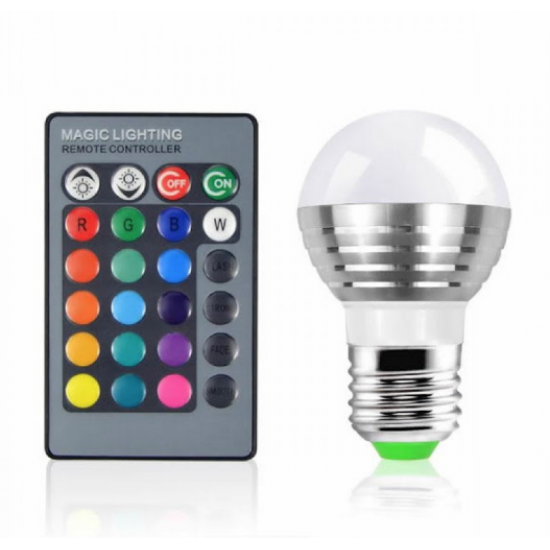 Bec LED RGB cu 16 culori si telecomanda