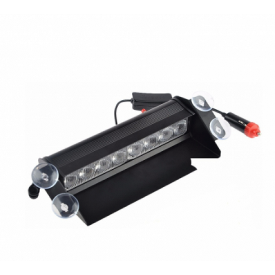 Lampa flash stroboscopica pentru parbriz 8W - 6 moduri lumina, Rosu - Albastru 12v