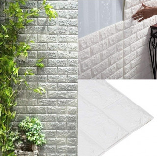  5 x TAPET 3D caramizi ALB, auto-adeziv pentru interior, 70 cm L x 70 cm H metri, total 2.7 mp