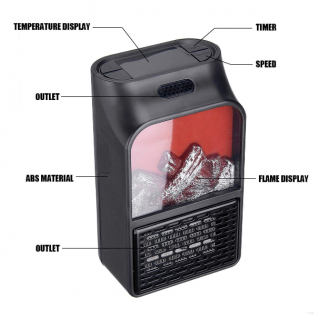 Aeroterma portabila Flame Heater, 500 W, 2 niveluri temperatura, telecomanda.