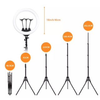 Lampă circulară Ring Light, 3 trepte lumină, telecomandă pe fir, model profesional, trepied inclus, 200 cm Lampă circulară Ring Light, 3 trepte lumină, telecomandă pe fir, model profesional, trepied inclus, 200 cm