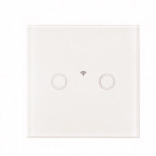 Intrerupator touch dublu WI-FI, cu panou de sticla, alb