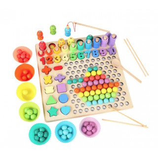 Joc Montessori 5 in 1 Logarithmic Plate Beads, din lemn