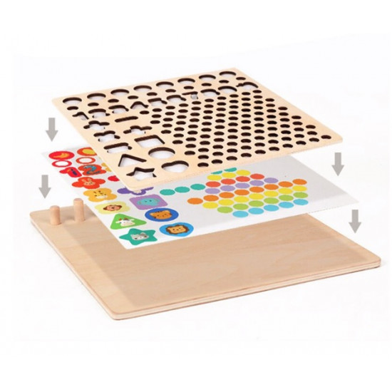 Joc Montessori 5 in 1 Logarithmic Plate Beads, din lemn