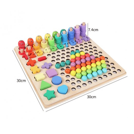 Joc Montessori 5 in 1 Logarithmic Plate Beads, din lemn