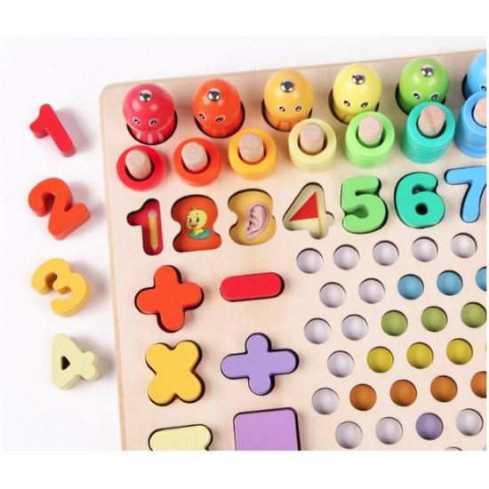 Joc Montessori 5 in 1 Logarithmic Plate Beads, din lemn