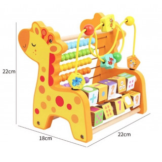 Abac cu bile 3 in 1, Numaratoare din lemn Girafa Abac cu bile 3 in 1, Numaratoare din lemn Girafa