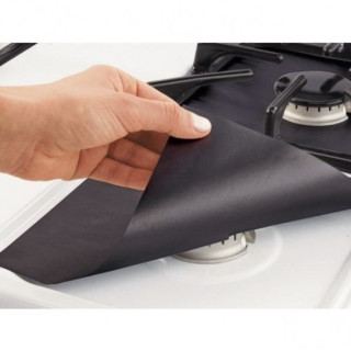 Set 4 folii de protectie aragaz, teflon, lavabile, reutilizabile, Negru Set 4 folii de protectie aragaz, teflon, lavabile, reutilizabile, Negru