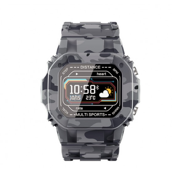 Ceas inteligent (smartwatch) cu design retro Optimus AT I2 ecran 0.96 inch color puls, moduri sport, notificari, army