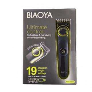 Aparat profesional de tuns barba si parul Biaoya 9900, fara fir, utilizare 90 minute, incarcare USB, 19 marimi de taiere, led indicator baterie, negru Aparat profesional de tuns barba si parul Biaoya 9900, fara fir, utilizare 90 minute, incarcare USB, 19 marimi de taiere, led indicator baterie, negru
