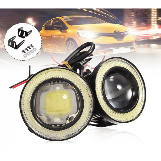 Set 2 proiectoare auto cu LED Angel Eyes, 89mm