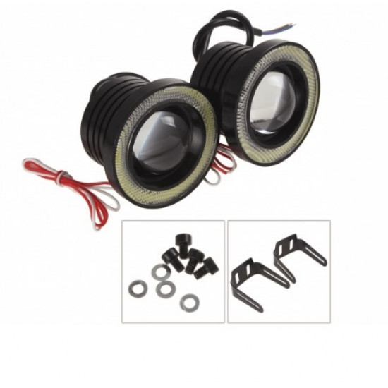 Set 2 proiectoare auto cu LED Angel Eyes, 89mm