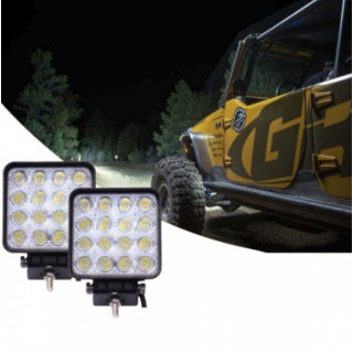 Set 2 proiectoare patrate cu 16 leduri, 35 mm, 48W Set 2 proiectoare patrate cu 16 leduri, 35 mm, 48W