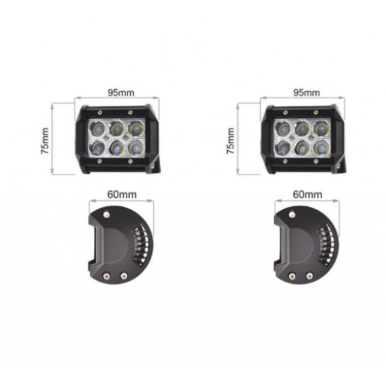 Set 2 proiectoare dreptunghi, 6LED, 18W