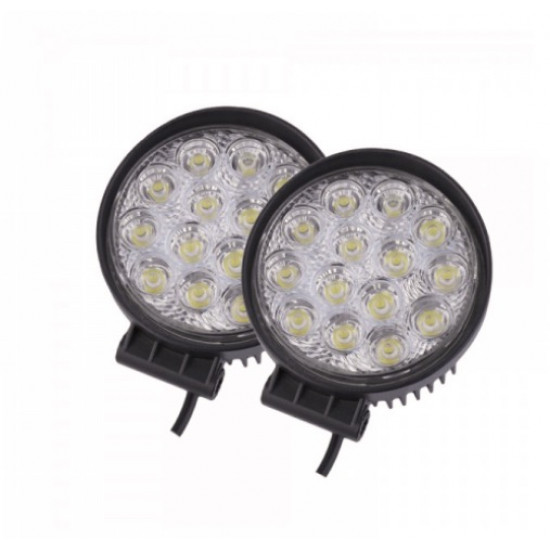 Set 2 proiectoare LED Rotunde, 14 LED uri, 35mm, 42W