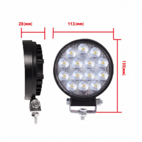 Set 2 proiectoare LED Rotunde, 14 LED uri, 35mm, 42W