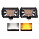 Set 2 x Proiectoare auto LED Bar 72W, stroboscop, alb/galben