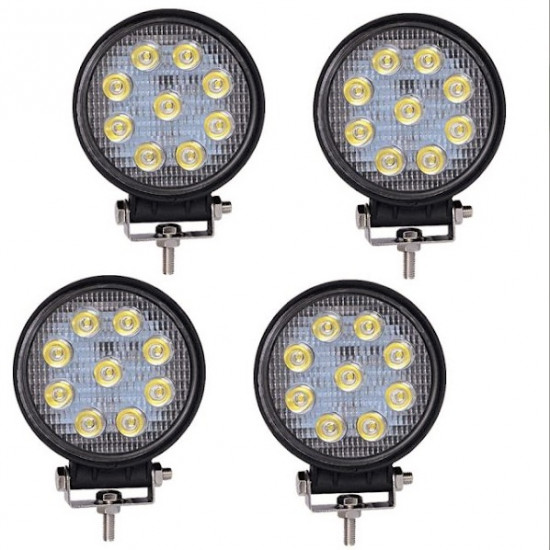 Set 4 x Proiector LED BAR, OFF ROAD, rotund, 9 LED, 48 W, 11 cm