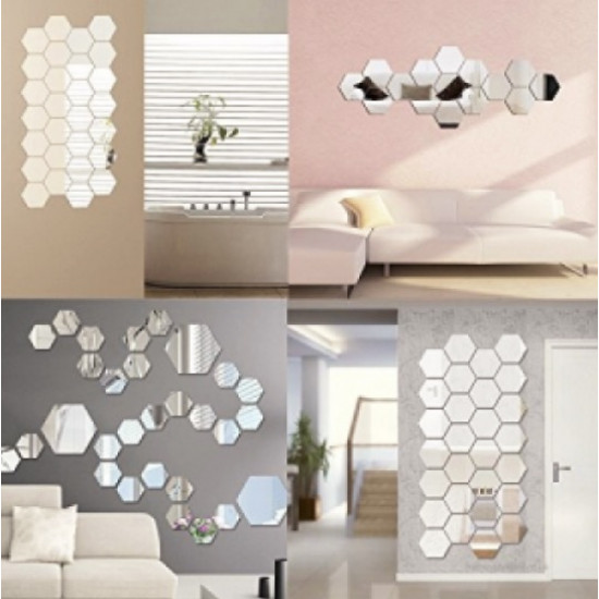 Oglinzi Decorative Stickere Hexagonale - 24 Bucati