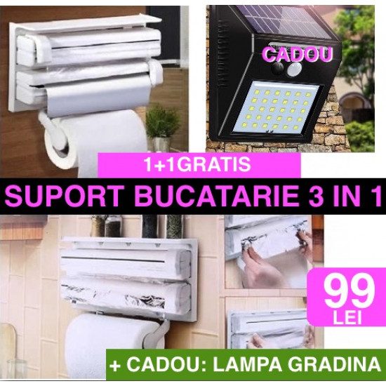 1+1 GRATIS Suport de bucatarie 3 in 1 + Lampa de gradina CADOU