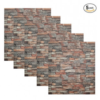 Set 5 x Placa de tapet adeziv caramizi, Stone Bricks, 77x70 cm