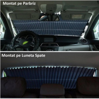 Copertina parasolar auto impotriva razelor UV, fixare prin ventuze