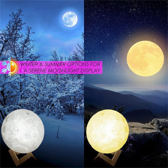 LICHIDARE STOC :Moon Lamp 3D - lampa in forma de luna, lumina LED, stand lemn