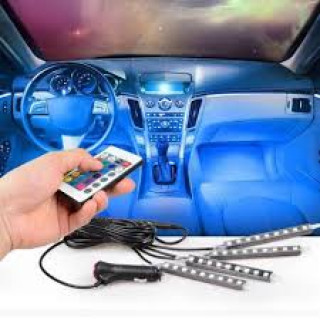 Lumini ambientale auto Kit interior LED RGB cu telecomanda, 9 LED Lumini ambientale auto Kit interior LED RGB cu telecomanda, 9 LED