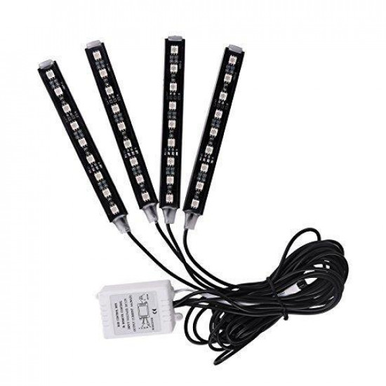 Lumini ambientale auto Kit interior LED RGB cu telecomanda, 9 LED