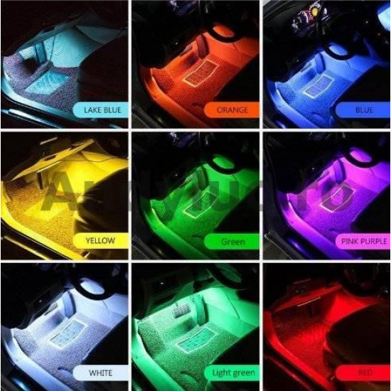 Lumini ambientale auto Kit interior LED RGB cu telecomanda, 9 LED