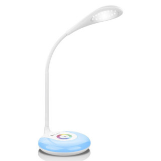 Lampa birou cu cap flexibil, baza luminoasa multicolora si functie tactila Lampa birou cu cap flexibil, baza luminoasa multicolora si functie tactila