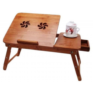 Masuta pliabila laptop din lemn de bambus cu 2 coolere si sertar