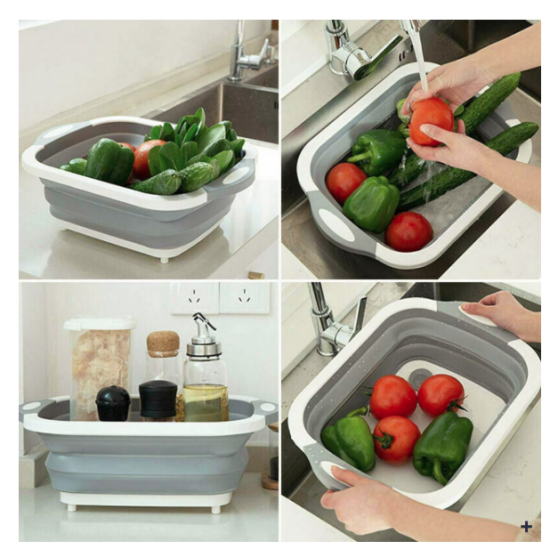 Tocator multifunctional, extensibil pliabil cu dop pentru scurgere