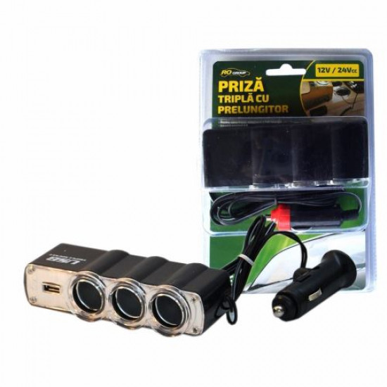 Priza bricheta tripla cu USB 