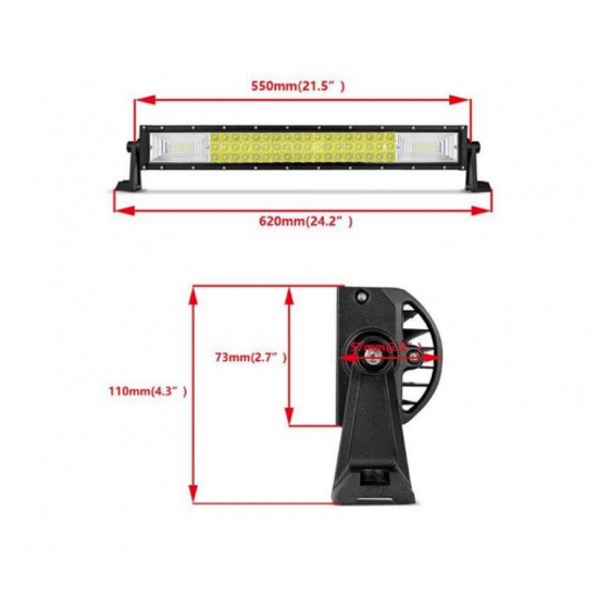 LED Bar 7D 270W 12V-24V, 55 Cm, TRI-row