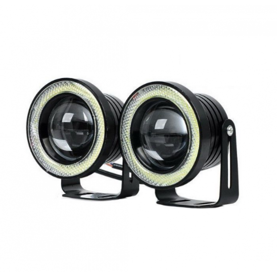 Set 2 Proiectoare cu Lupa LED Angel Eyes 76mm