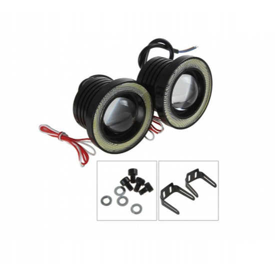 Set 2 Proiectoare cu Lupa LED Angel Eyes 76mm