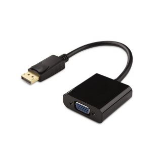 Cablu convertor Displayport (DP) tata aurit la VGA mama, negru, fara sunet Cablu convertor Displayport (DP) tata aurit la VGA mama, negru, fara sunet