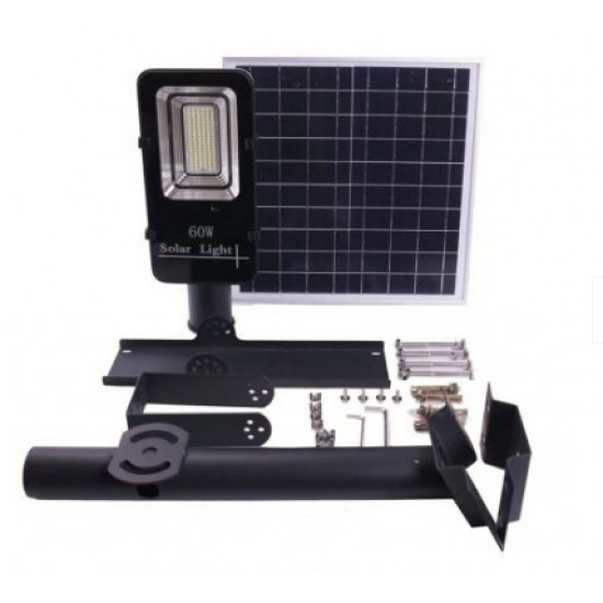 Proiector LED , 60 W cu panou solar , water proof IP65, cu telecomanda si temporizator