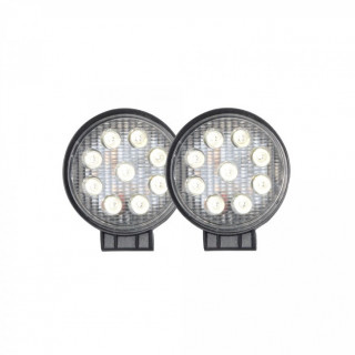 Set 2 x Proiectoare auto, Rotunde, 27W, 9 Led-uri