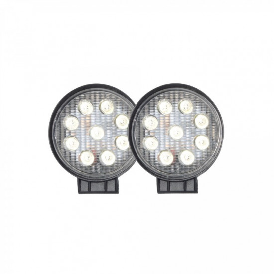 Set 2 x Proiectoare auto, Rotunde, 27W, 9 Led-uri