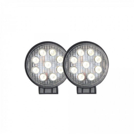 Set 2 x Proiectoare auto, Rotunde, 27W, 9 Led-uri