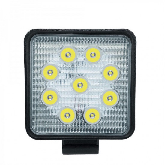 Set 2 x Proiectoare auto, Patrate, 27W, 9 Led-uri