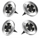 Set 4 lampi solare pentru pamant, Silver Disk Lights