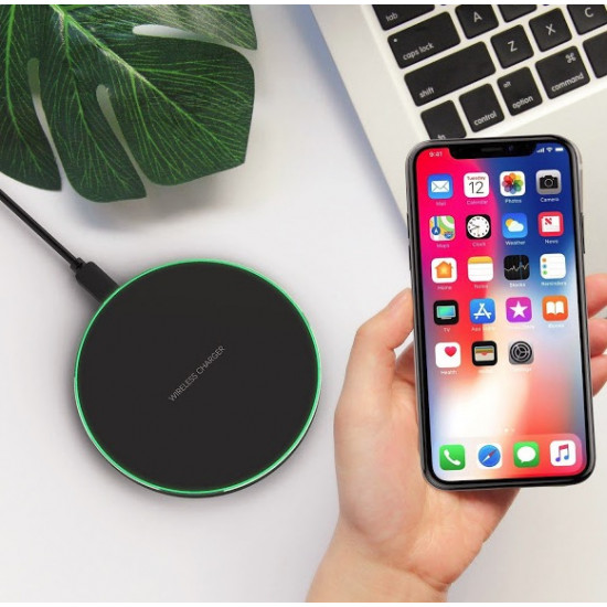 Incarcator Wireless Fast Charging Pad QI, Round Black