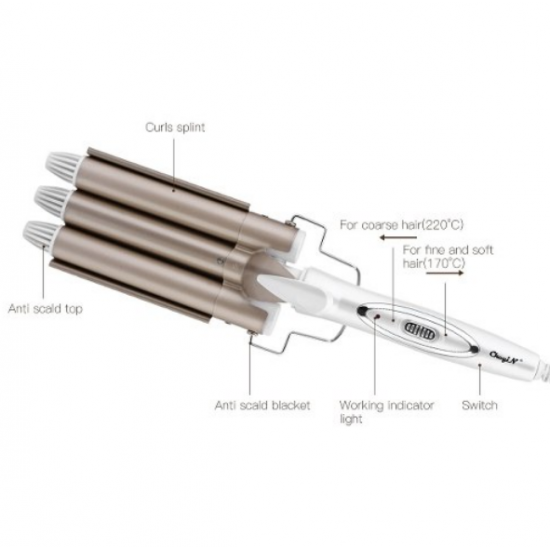 LICHIDARE STOC: Ondulator de par, 3 tuburi 25 mm, temperatura 170-220 grade Celsius