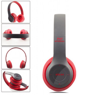 Casti 3 in 1 wirelles P47 cu microfon, slot microSD si microfon incorporat ROSU Casti 3 in 1 wirelles P47 cu microfon, slot microSD si microfon incorporat ROSU