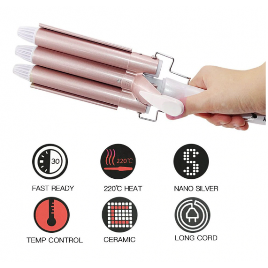 LICHIDARE STOC: Ondulator de par, 3 tuburi 25 mm, temperatura 170-220 grade Celsius