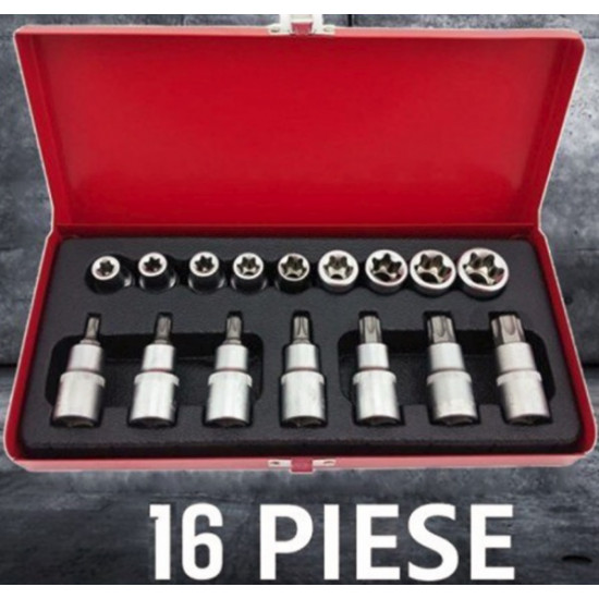 Trusa MLG-2029 16 piese 12 chei tubulare capete biti torx